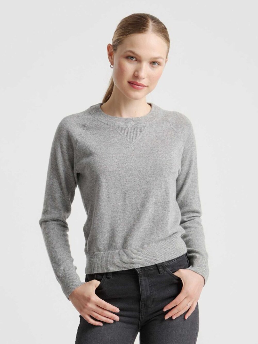 Quince Mongolian Shrunken Cashmere Heather Grey Sweatshirt